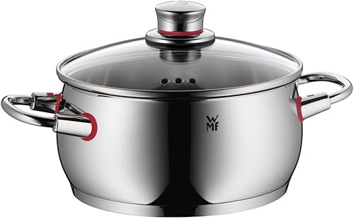 Miniatura 5 de WMF Juego de 4 utensilios de cocina de calidad con orificio de vapor, tapa de vidrio Cromargan de acero inoxidable cepillado, apto para todas las