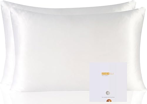ZIMASILK Paquete de 2 fundas de almohada 100% seda de morera, suave y lisa, seda 6A de grado prémium de ambos lados, 600 hilos, con cremallera
