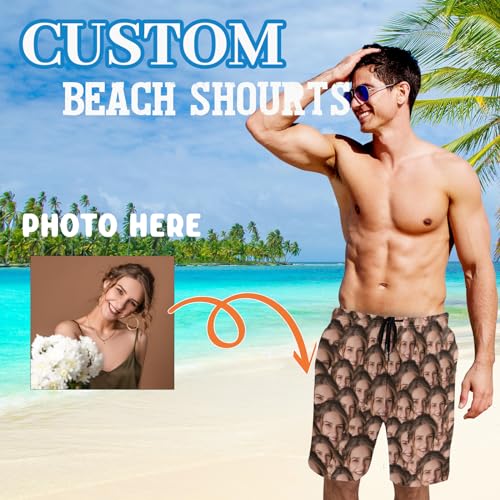 Custom Mens Swim Trunks with Face, Personalized Face Beach Shorts, Customized Swim Shorts for Mens Beach Wear Team2