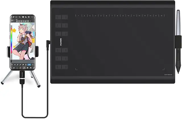Imagen relacionada con HUION Inspiroy H1060P Tableta Gráfica de Gran Área de Trabajo de 10 x 6,25 Pulgadas, Compatible con Dispositivos Android, con un Lápiz Actualizado sin Batería, Ideal para Lecciones y Trabajo en Línea