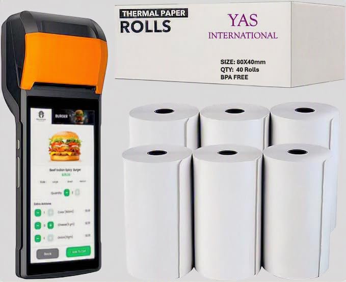 Thermal Till Rolls 80x40mm Compatible with Just-Eat & Deliveroo (40 Rolls)