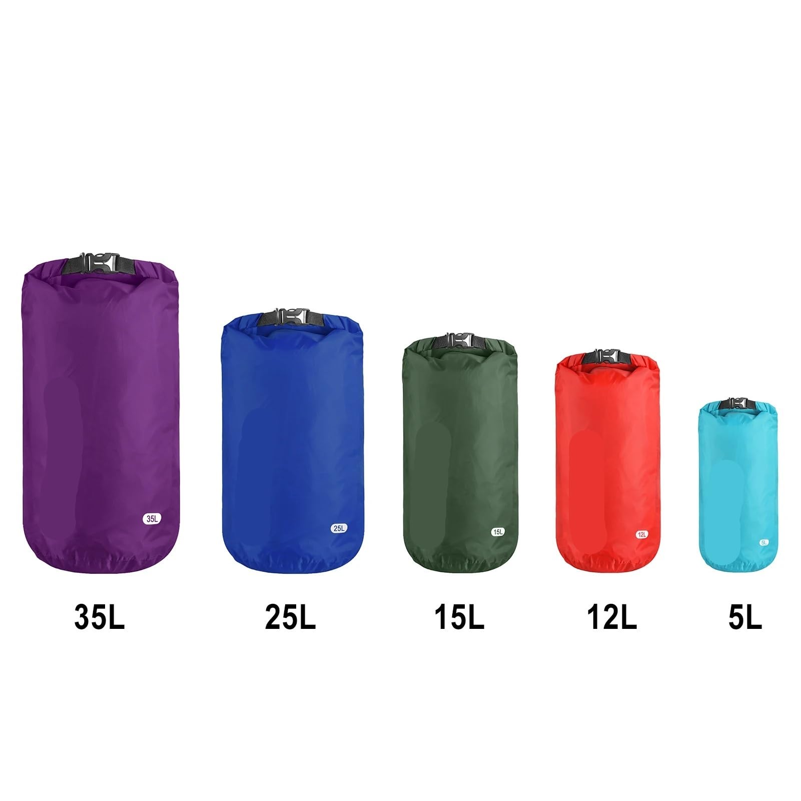 Trockensäcke Für Boote Wasserdichter Trockensack- 5er-Pack wasserdichte Trockentaschen, Säcke, leichte Aufbewahrungs-Trockentaschen for Outdoor-Camping, Bootfahren, Wandern, Rafting