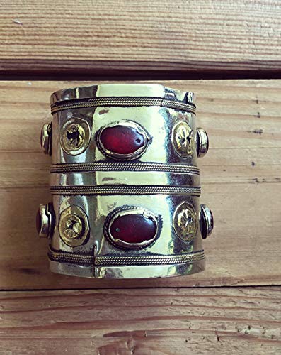 Old Turkmen Tekke Ornate Tier Cuff- Rose Gold Cuff bracelet- Vintage Beaded Cuff- Tribal Jewelry- Afghan jewelry- kuchi cuff