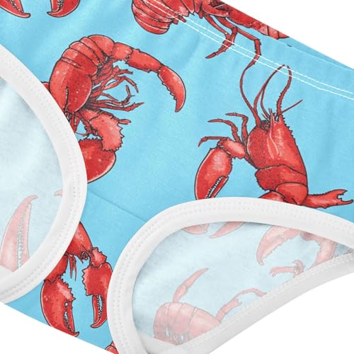 Wusikd Red Lobster Girls' Underwear Cotton Blue Girls Briefs Soft Toddler Underwear 2T4