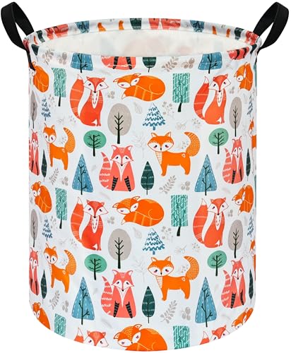 Image of Round Laundry Basket Nursery Hamper Kids Storage Bin Baby Toy Organizer Box Gift Basket for Room Decor