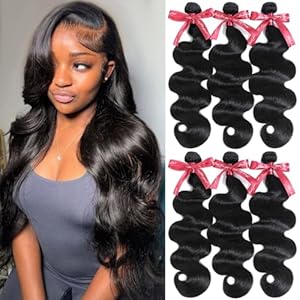Body Wave Bundles Human Hair, 16/18/20inch 3 Human Hair Bundles, Body Wave Human Hair Bundles, 12A Unprocessed Virgin Brazilian Human Hair, 100% Human Hair Natural Black Color Bundles