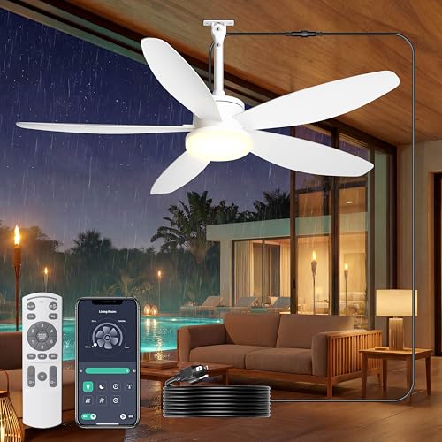 Phylluz 42 Plug in Outdoor Ceiling Fan with Lights for Gazebo Patios