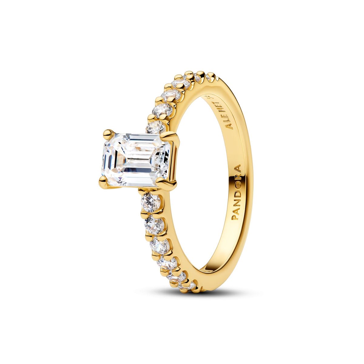 14k gold-plated ring with clear cubic zirconia