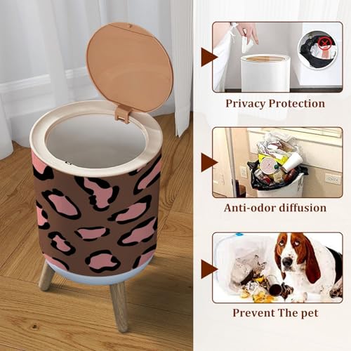 Caneca de basura pequeña con tapa diseño leopardo miniatura 3