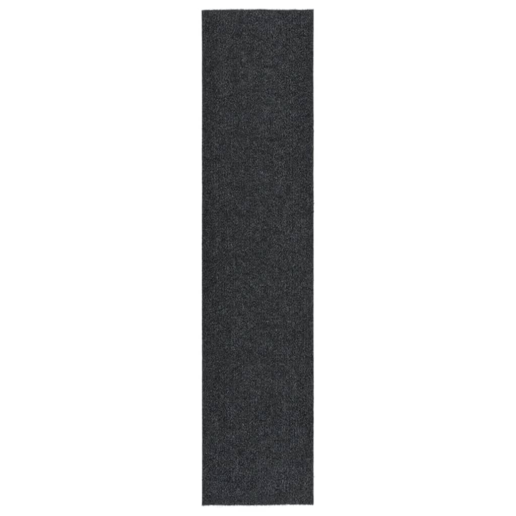 Alfombra de fieltro punzonado resistente como atrapa la suciedad para entrada con parte trasera de gel antideslizante y felpudo absorbente de suciedad en color antracita, 100 x 450 cm