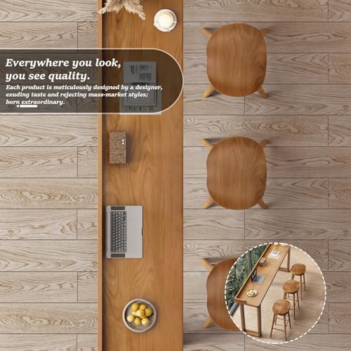 Narrow Solid Wood Bar Table, Tall Counter with Edging, Modern Design for Balcony or Rest Area, 120x40cm (47.2x15.7in) with Chairs Included