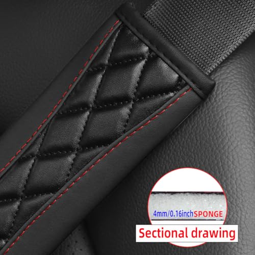 Osilly 2PCS Car Seat Belt Covers, Soft Comfortable Leather Vehicle Seatbelt Strap Shoulder Pad, Breathable Automotive Interior Seat Belt Harness Cushion Mat, Universal for Truck SUV Van (Black)