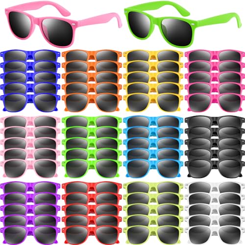 NEBURORA 96 Pack Neon Sunglasses Bulk Classic Retro Multicolor Party Sunglasses for Goody Bag Fillers Adult Men Women Birthday Summer Beach Party Favors