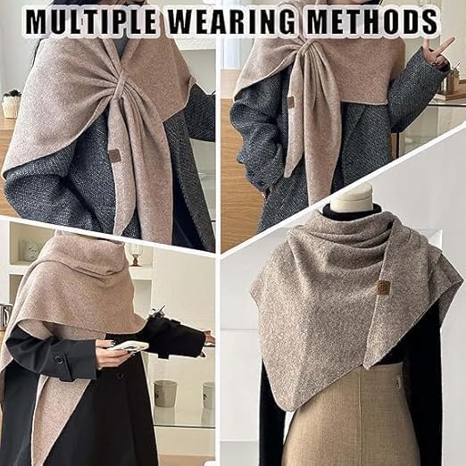 Women's Solid Color Shawl, Gettoreach Women's Solid Color Scarf, Casual Soft Comfortable Shawl for Daily Wear4