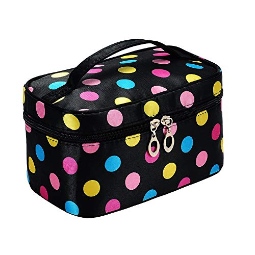 Portable Cute Big Travel Colorful Mirror Makeup Bag Cosmetic Organizer Tote Bag For Kids Women Toddler Teens Little Girls