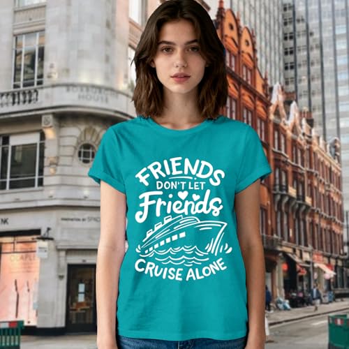 sallrue Cruise Shirts for Women Friends Trip T-Shirts Summer Vacation Squad Tee Tops Cyan by sallrue - Used condition - Image 2