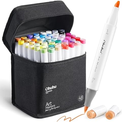 Ohuhu 48 Colour Dual Tip Brush Markers Cover