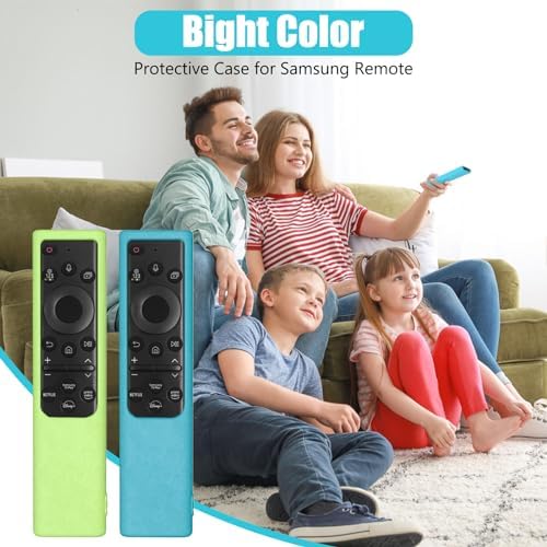 2 Pack Silicone Remote Cover for Samsung Smart TV Remote 2019–2026, Glow in The Dark Protective Case for Solar Cell Remote BN59-01357 BN59-01385 BN59-01265A, Anti-Slip (Pink & Blue) - 5