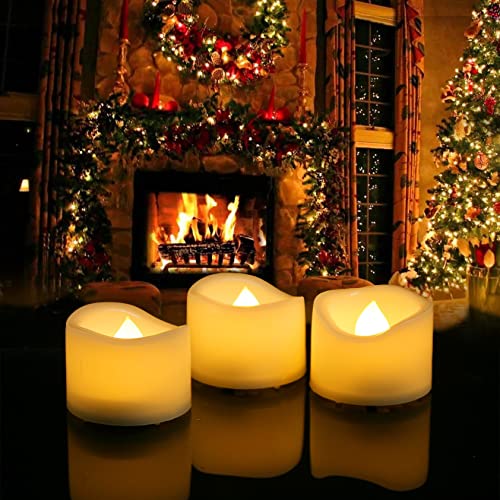 Image of CANDLE CHOICE Battery Operated Flameless Tea Lights Small Bright Flickering LED Electric Fake Votive Tealight Candles Halloween Pumpkin Lights Wedding Christmas Decorations Table Centerpieces 6 PCS