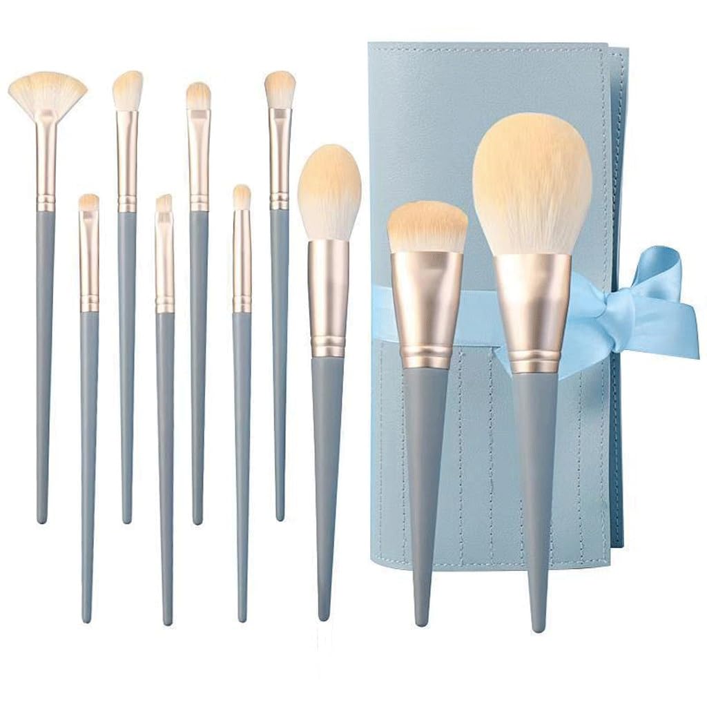 Pennello for Trucco Pennello for Fard in Polvere Blu da 10 Pezzi, Set Completo Pennello for Principianti Pennello for Polvere Pennello for ombretto