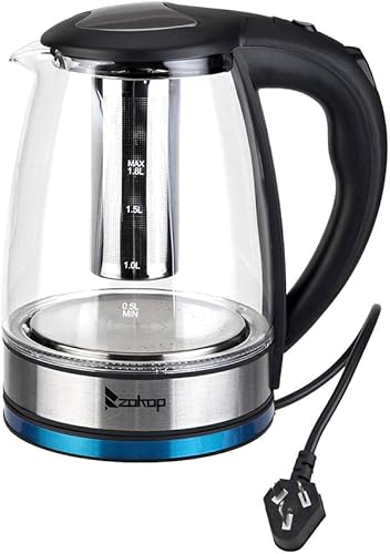 Miniatura 4 de Hervidor eléctrico, hervidor de agua caliente de 1.8 L, hervidor de café y té y caldera de agua caliente, apagado automático, mango de tacto frío,