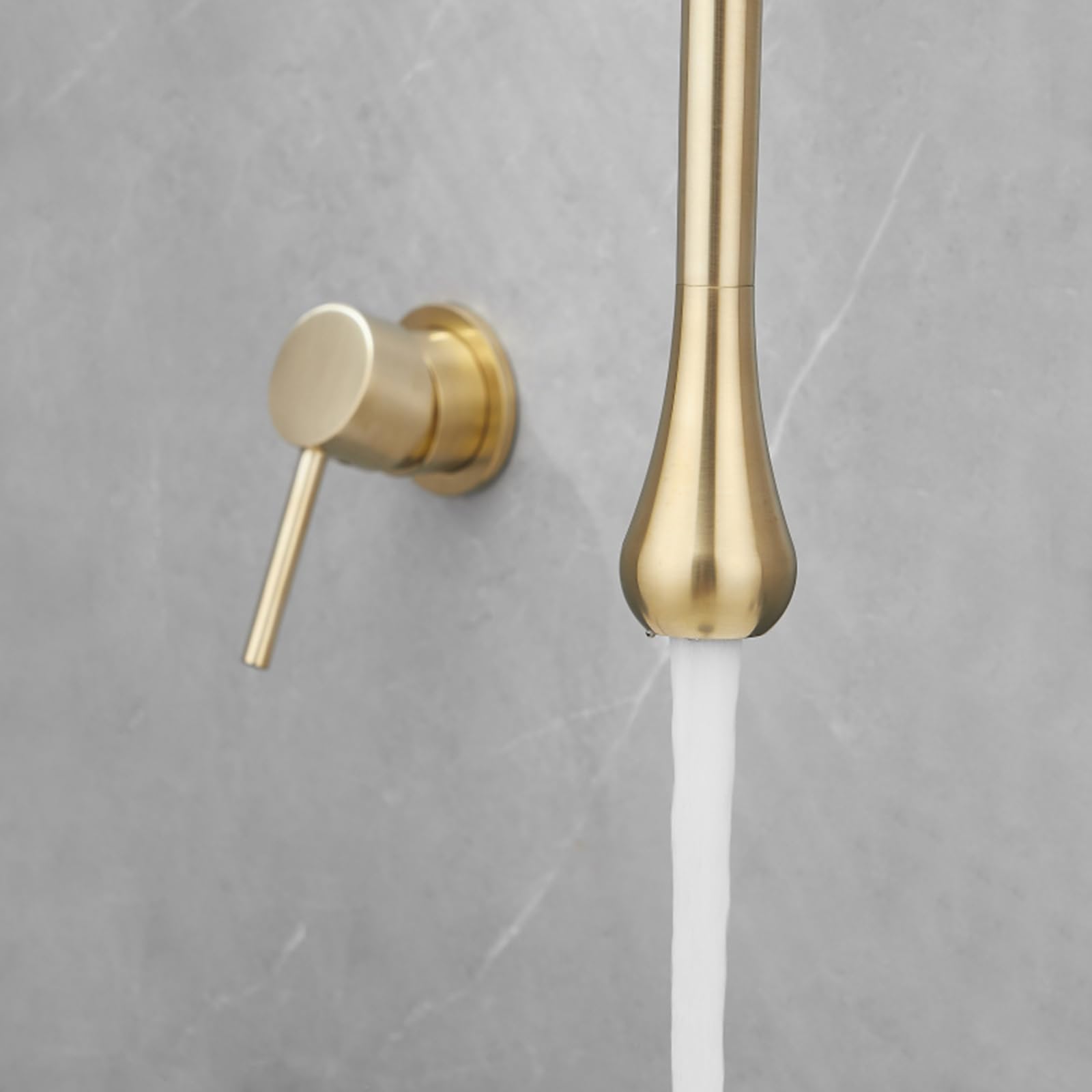 Biaoteng Brushed Gold Hanging Tap Ceiling Taps Concealed Bathroom Sink Tap Single Handle Brass Hot And Cold Wall Taps For Bathroom Basin For Bathroom