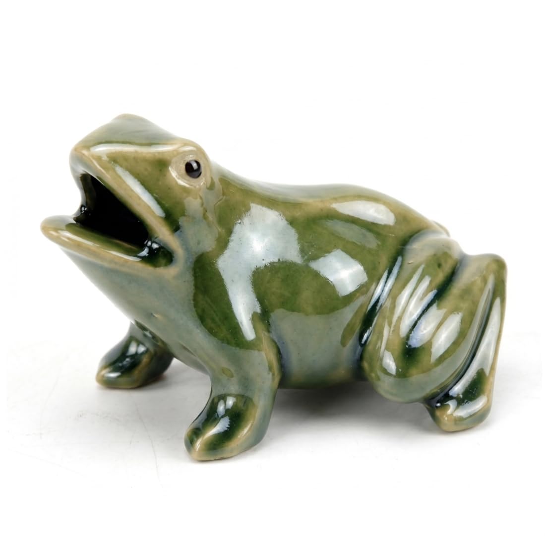 Tsawntd Pond Spitter, Lifelike Frog Water Fountain, Small Ceramic Fountain Spitter With Continuous Water - Green, 4 Inch Frog