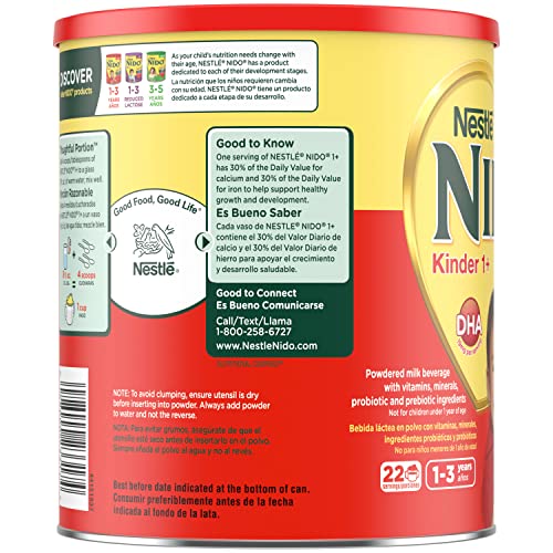 Image of Nido NESTLE Kinder 1+ Powdered Milk Beverage 1.76 lb. Canister (Pack of 2)