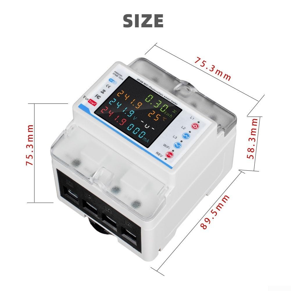 Medidor de potencia del disyuntor de corriente 4P trifásico Wifi, interruptor trifásico Wifi energéticamente eficiente diseñado para proteger el equipo eléctrico doméstico de forma segura