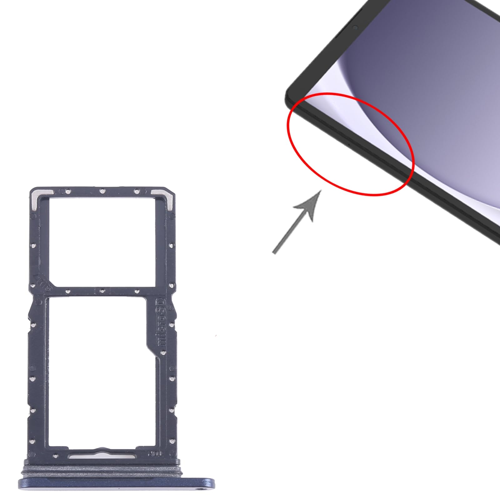 Generico Repuesto compatible con Samsung Galaxy Tab A9 SM-X115 Try Tray bandeja alojamiento porta tarjeta SIM + ranura deslizante lector tarjeta memoria Micro SD (azul)