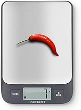 NUTRI FIT Digital Kitchen Scales Stainless Steel Extra Large LCD Display 5kg Baking Cooking Food Scale AAA Batteries (Included) Silver Black