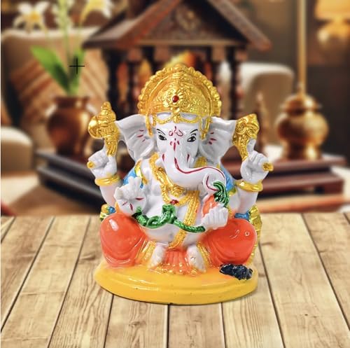 Image of PremiumAV Lord Ganesha Idol for Home Temple Decor | Ganpati Bappa Murti Showpiece for Gift | Decorative Ganesh Statue (1 Pc)