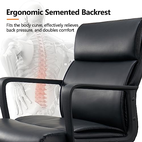 Black Leather Office Desk Chair Mid-Back Desk Chair Soft Executive Swivel Office Chair With Arms And Wheels Swivel Arm Chair By Artswish #TOP4