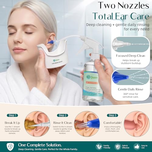Image of QISXROVY Ear Wax Removal Tool, Ear Cleaning Kits Safe Ear Irrigation Kit Ear Flush Kit for Adults Kid, Ear Wax Washer Device Easy to Operate, Includes Basin, Syringe, 5 Disposable Tips,Transparent