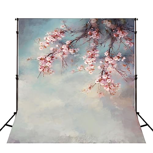 Kate Backdrop Photography 5x7ft/1.5mx2.2m Hand Painted Art Pink Flower Photo Shooting Blue and White Abstract Backdrop for Family Party Microfiber Background for Portraits - Image 2