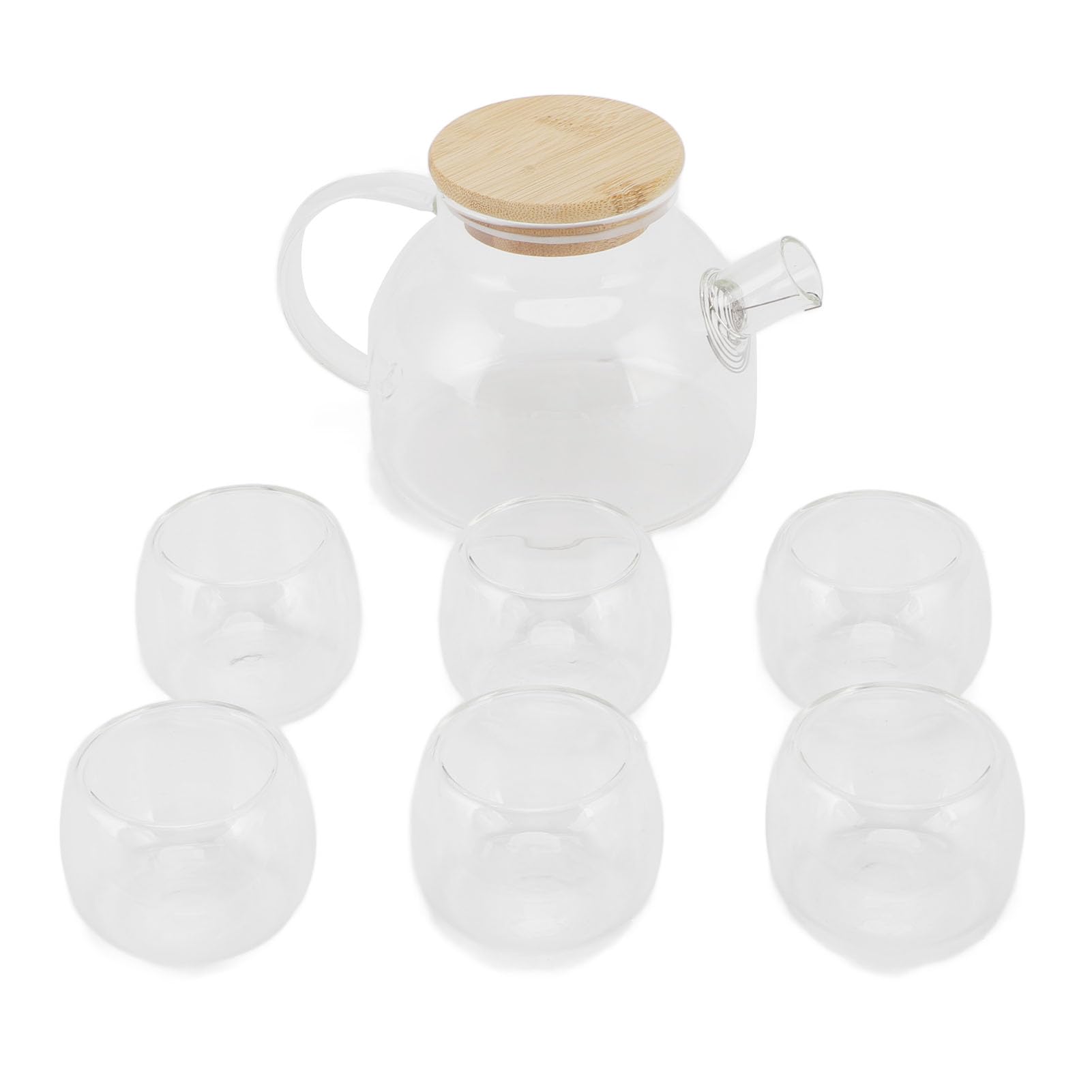 Elegante juego de tetera con tazas de cristal de alta resistencia térmica