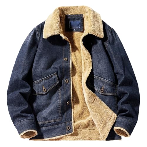 Chaqueta de mezclilla para hombre forrada y gruesa miniatura 1