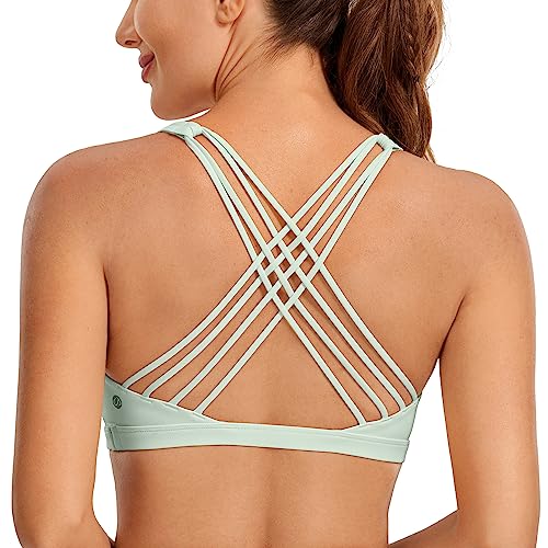 Image of CRZ YOGA Naked Feeling Strappy Sports Bras for Women - Criss Cross Back Wireless Padded Cami Yoga Workout Top