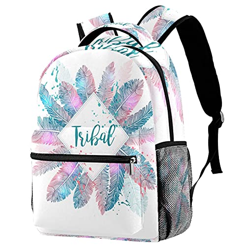 Sac à dos de voyage plumes colorées avec porte-bouteille