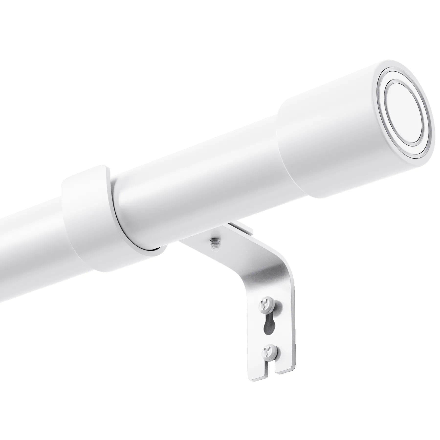 Curtain Poles Adjustable Curtain Poles For Eyelet Curtains Heavy Duty Curtain Rod White With Adjustable Brackets And Cap Finials For Living Room White 84-220CM