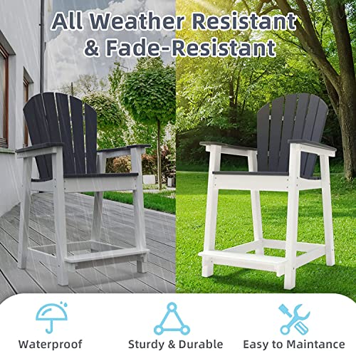 Otsun Outdoor Tall Adirondack Chairs, Patio Bar Stool Chair With High Back, 400Lbs, Widened Arms, All-Weather Balcony Chair For Backyard, Garden, Yard #TOP4