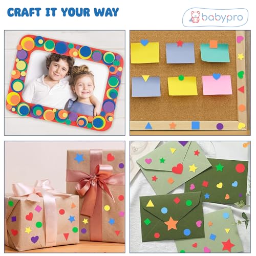 Image of BabyPro Foam Stickers with Self Adhesive, 225 Pieces Multicolour 3D Craft Stickers for Kids | Scrapbooking, Card Making, DIY Art & Craft, Classroom & Party, Easy Peel