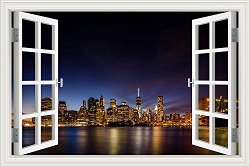3D Wall Sticker Decals For Living Room Wall Decor Window Scenes New York City Wall Art Murals Peel And Stick Wallpaper Adhesive- 32X48 Inches #TOP15