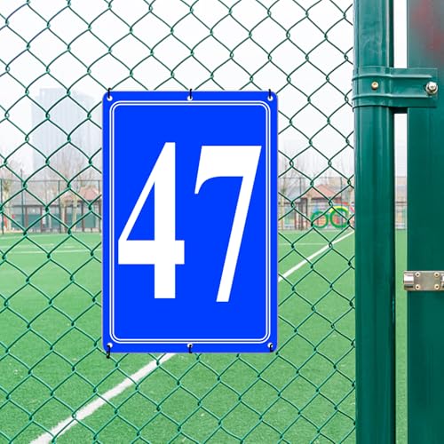 Image of Premium Aluminum Number Signs 47, Metal 12 inch X 8 inch Blue Numbered Signs Outdoor for Parking Lots, Floor, Dock, Court, Aisle, Field, High Visibility, No Fade, Weather-resistant