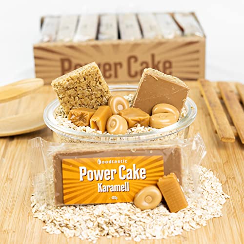 Foodtastic Power Cake Karamell (10 x 120g) | leckere, saftige Haferriegel | handgemachte Flapjack Energieriegel aus Haferflocken