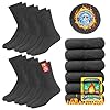 SOXCO Chaussettes Chaudes pour Hommes et Femmes - Chaussettes d’Hiver Thermiques, Lot de 6 Paires, Gris Charbon, Taille L (43-46 EU)