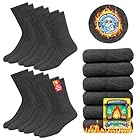 SOXCO Chaussettes Chaudes pour Hommes et Femmes - Chaussettes d’Hiver Thermiques, Lot de 6 Paires, Gris Charbon, Taille L (43-46 EU)
