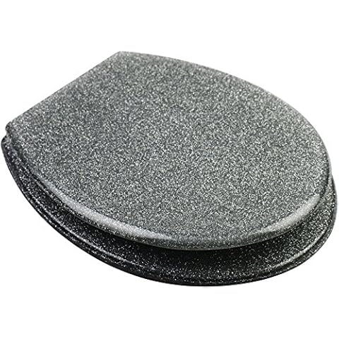 Glitter Toilet Seat Range Novelty Glitzy Sparkle Resin Bathroom Soft Slow Close Silver Glitter Cover