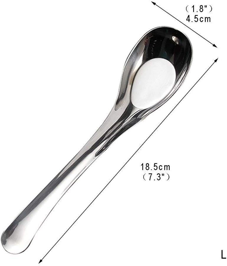 Scoop Stainless Steel Soup Spoons with Long Handle, Table Spoons, Teaspoon, Set of 5 Soup Spoon (Size : M)