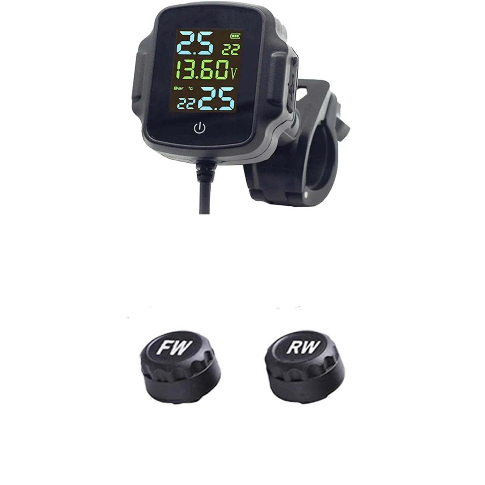 Monitor ciśnienia w oponach TPMS motocykla z wyjściem USB System monitorowania ciśnienia w oponach motocykla System alarmowy temperatury opon Cyfrowy miernik ciśnienia w oponach